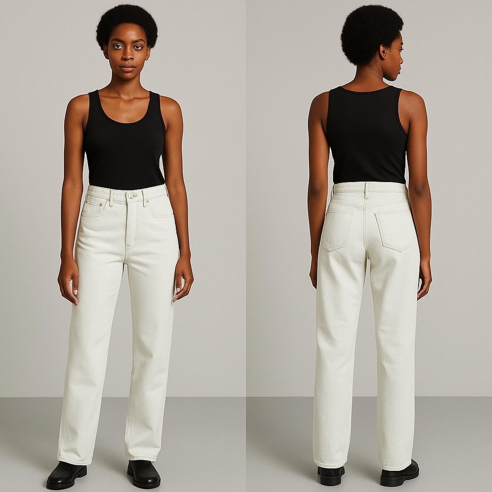 NWT Zara Womens Jeans 6 High Rise Full Length Straight Leg Button Fly Light Wash